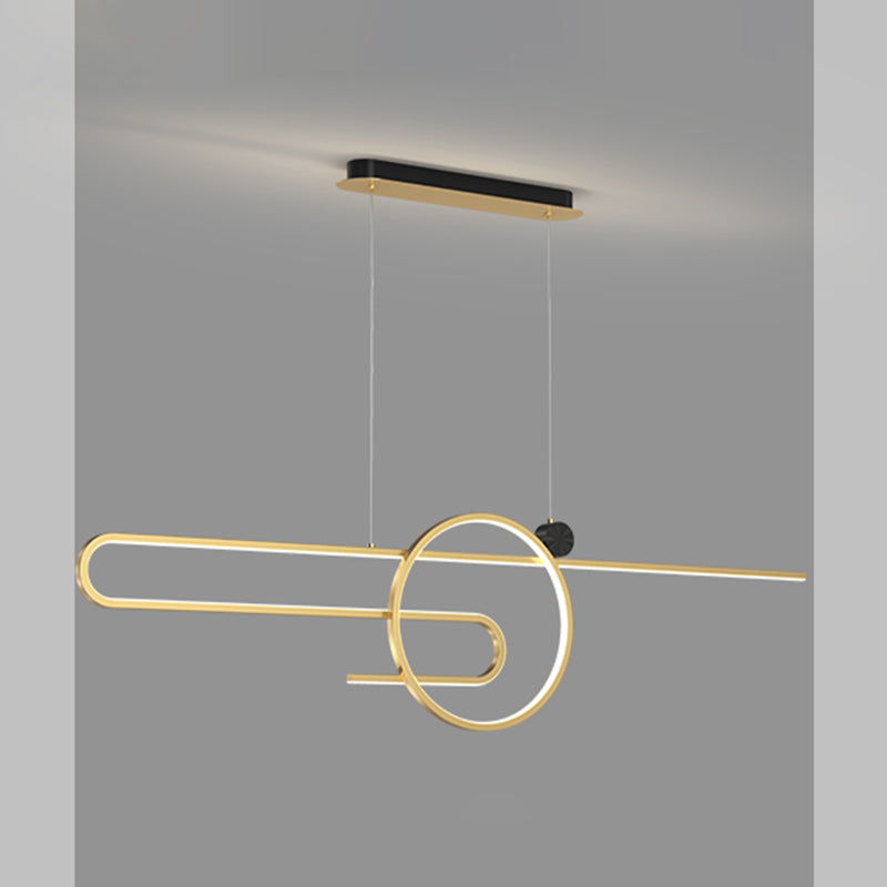 Zeitgenössischer Stil linearer Form Island Beleuchtung Ideen Metal 2 Light Island Leuchten