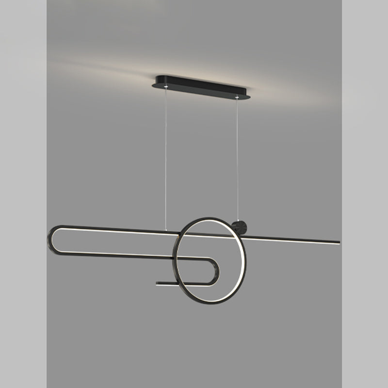 Zeitgenössischer Stil linearer Form Island Beleuchtung Ideen Metal 2 Light Island Leuchten