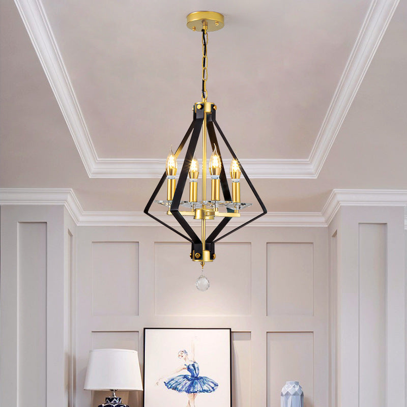 Chandelier géométrique Metal industriel 4 lumières Pendant le lustre pour salle à manger