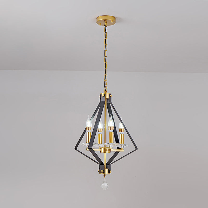 Chandelier géométrique Metal industriel 4 lumières Pendant le lustre pour salle à manger