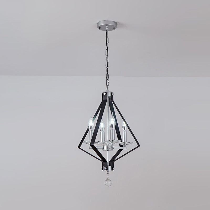 Chandelier géométrique Metal industriel 4 lumières Pendant le lustre pour salle à manger