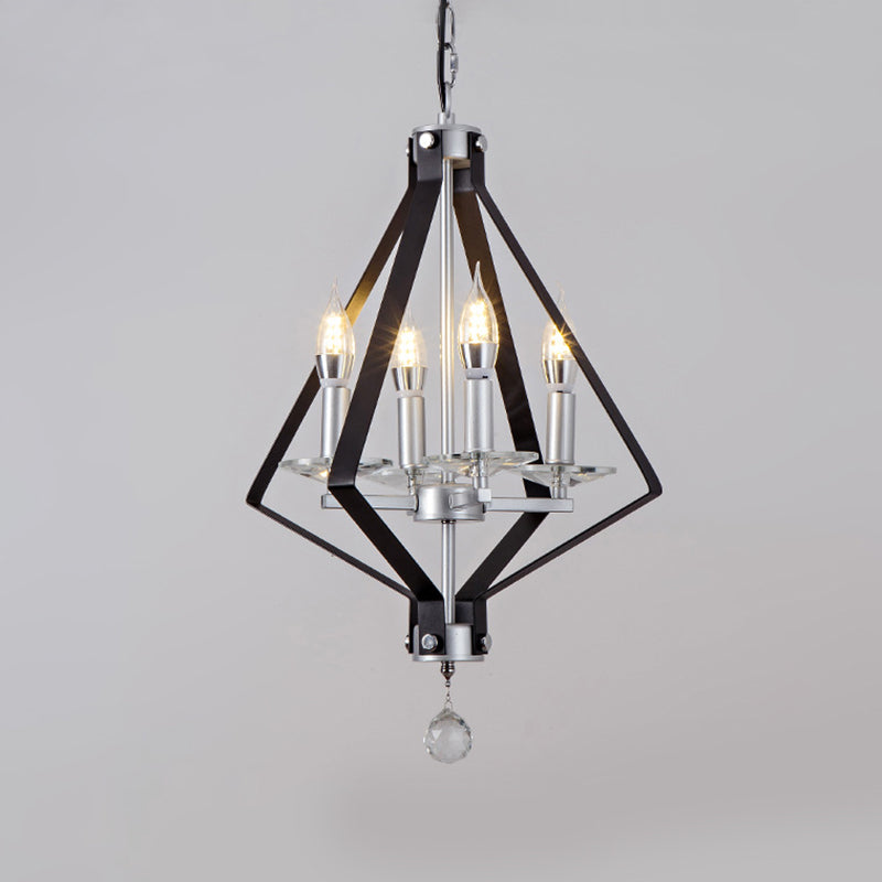 Chandelier géométrique Metal industriel 4 lumières Pendant le lustre pour salle à manger