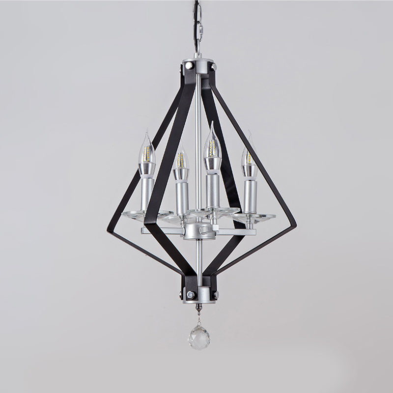 Chandelier géométrique Metal industriel 4 lumières Pendant le lustre pour salle à manger