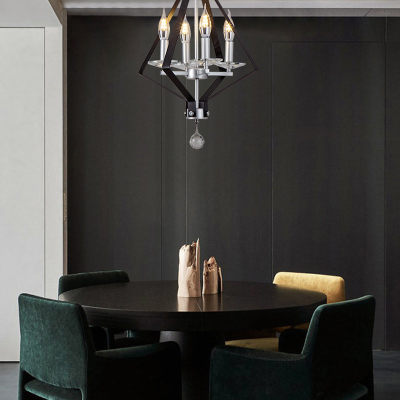 Chandelier géométrique Metal industriel 4 lumières Pendant le lustre pour salle à manger