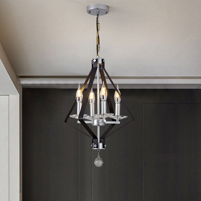 Chandelier géométrique Metal industriel 4 lumières Pendant le lustre pour salle à manger