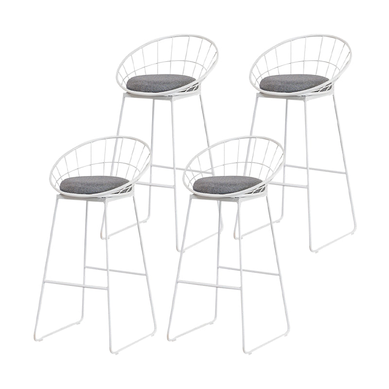 Scandinavian Upholstered Counter Chairs Bucket Barstools with Metal Legs for Home