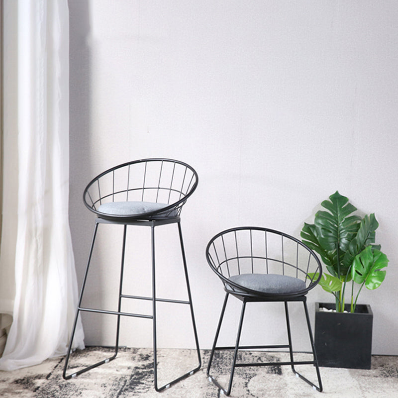 Scandinavian Upholstered Counter Chairs Bucket Barstools with Metal Legs for Home