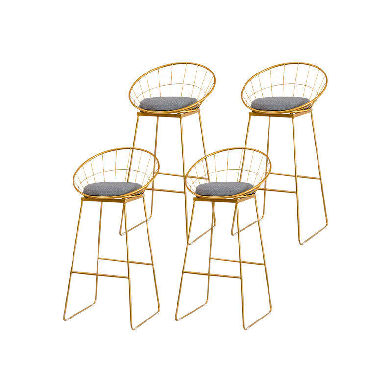 Scandinavian Upholstered Counter Chairs Bucket Barstools with Metal Legs for Home