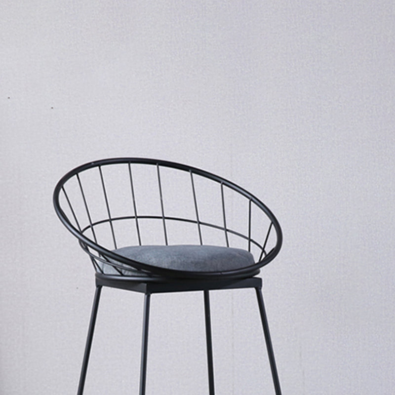 Scandinavian Upholstered Counter Chairs Bucket Barstools with Metal Legs for Home