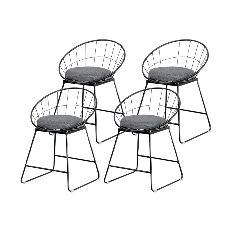 Scandinavian Upholstered Counter Chairs Bucket Barstools with Metal Legs for Home