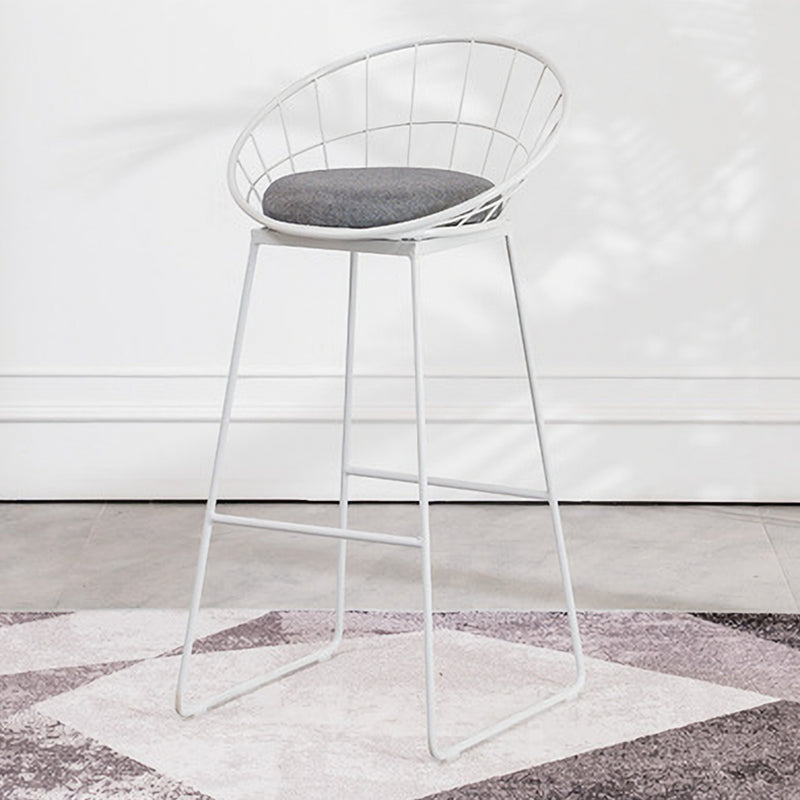 Scandinavian Upholstered Counter Chairs Bucket Barstools with Metal Legs for Home