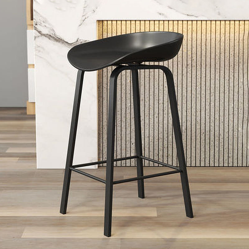 Nordic Design Bucket Low Back Stools for Home Plastic Counter Stool with Metal Legs