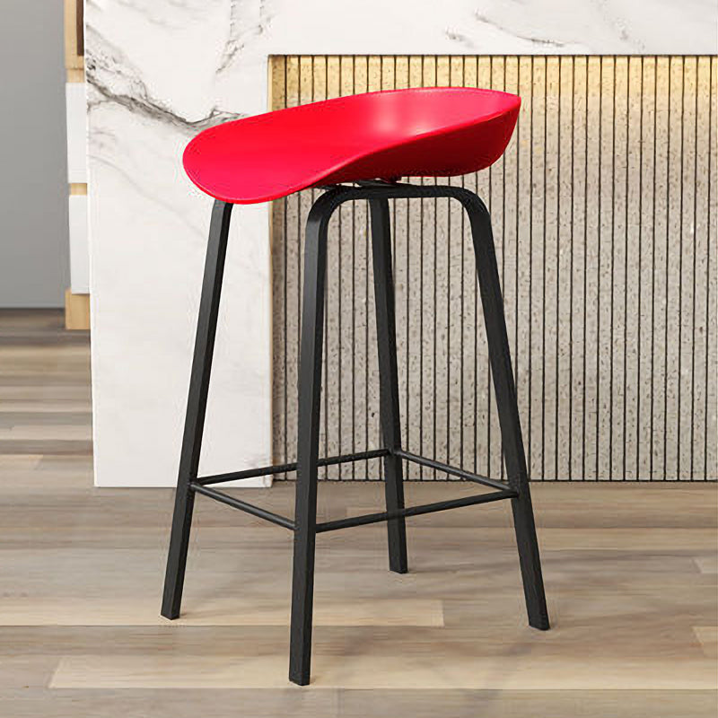 Nordic Design Bucket Low Back Stools for Home Plastic Counter Stool with Metal Legs