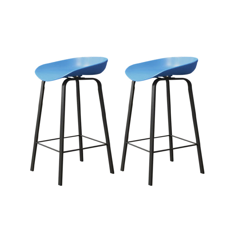 Nordic Design Bucket Low Back Stools for Home Plastic Counter Stool with Metal Legs