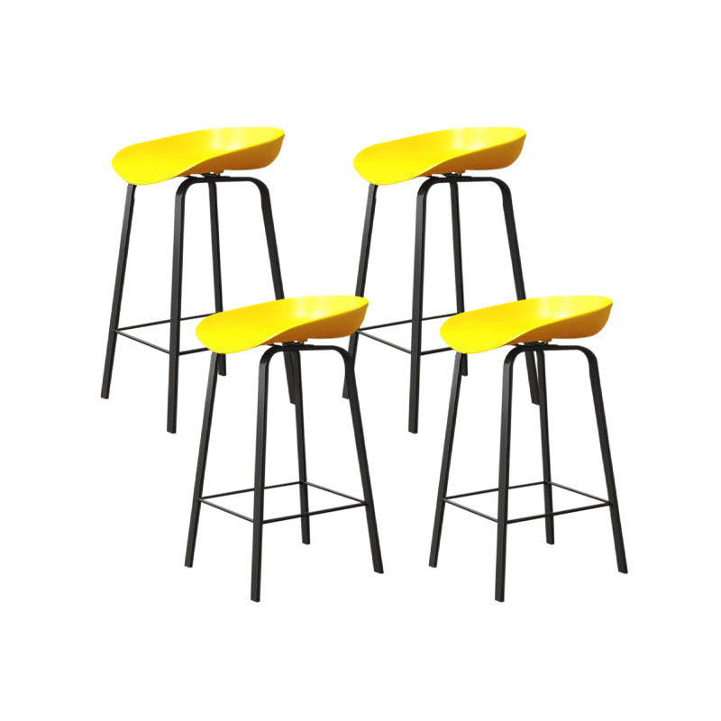 Nordic Design Bucket Low Back Stools for Home Plastic Counter Stool with Metal Legs