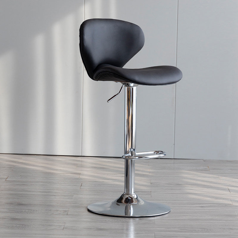 Scandinavian Matte Finish Adjustable Height Swivel Bar Stool Leather Home Stool