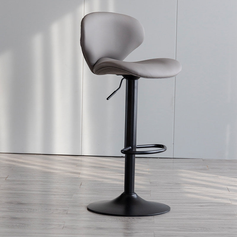Scandinavian Matte Finish Adjustable Height Swivel Bar Stool Leather Home Stool