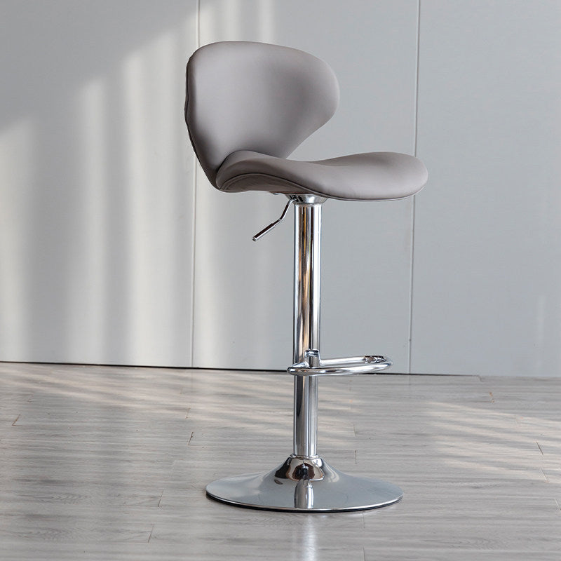 Scandinavian Matte Finish Adjustable Height Swivel Bar Stool Leather Home Stool