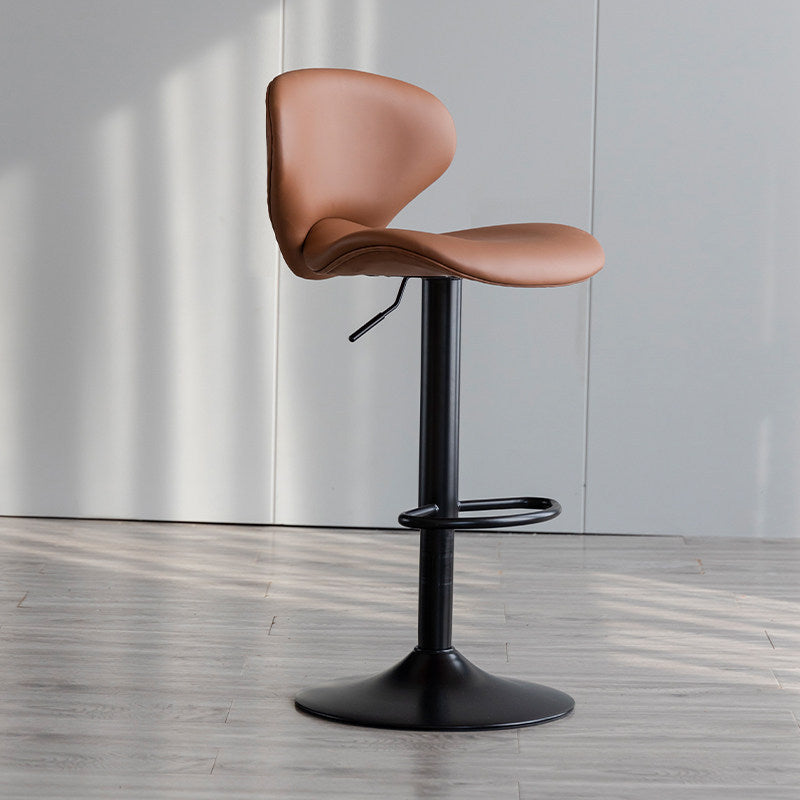 Scandinavian Matte Finish Adjustable Height Swivel Bar Stool Leather Home Stool