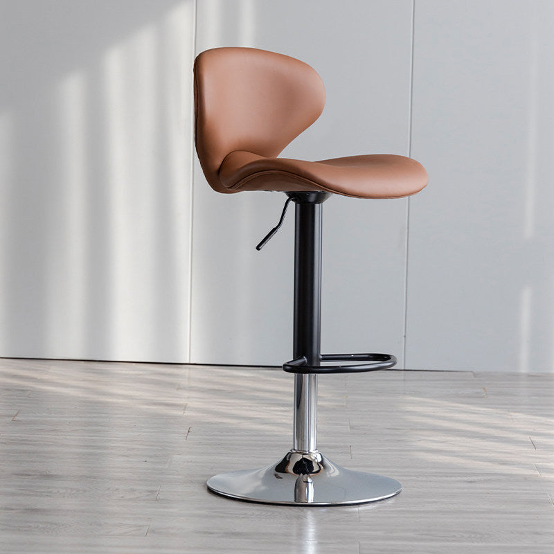 Scandinavian Matte Finish Adjustable Height Swivel Bar Stool Leather Home Stool