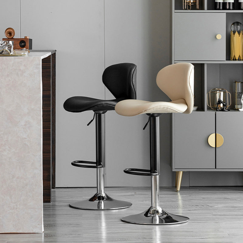 Scandinavian Matte Finish Adjustable Height Swivel Bar Stool Leather Home Stool