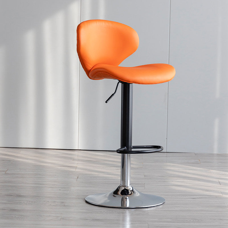 Scandinavian Matte Finish Adjustable Height Swivel Bar Stool Leather Home Stool