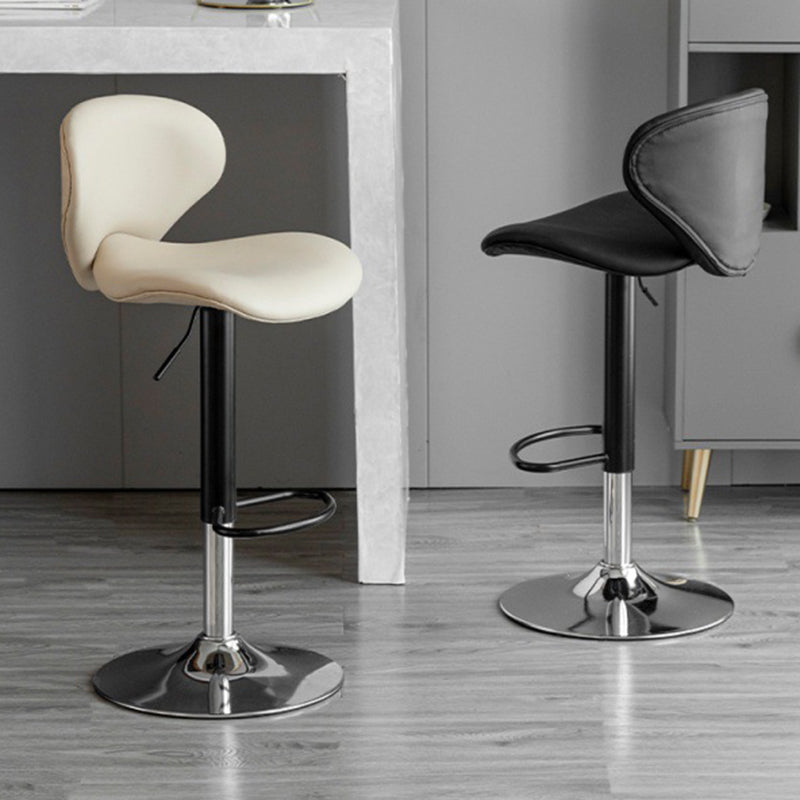 Scandinavian Matte Finish Adjustable Height Swivel Bar Stool Leather Home Stool