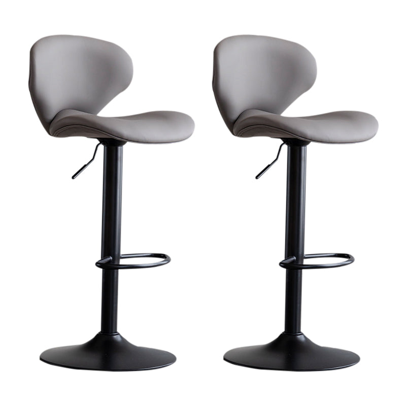 Scandinavian Matte Finish Adjustable Height Swivel Bar Stool Leather Home Stool