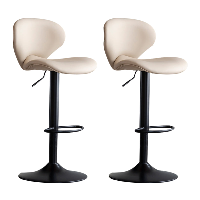 Scandinavian Matte Finish Adjustable Height Swivel Bar Stool Leather Home Stool