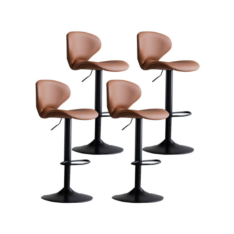 Scandinavian Matte Finish Adjustable Height Swivel Bar Stool Leather Home Stool
