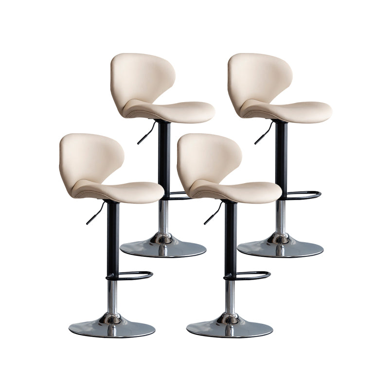 Scandinavian Matte Finish Adjustable Height Swivel Bar Stool Leather Home Stool