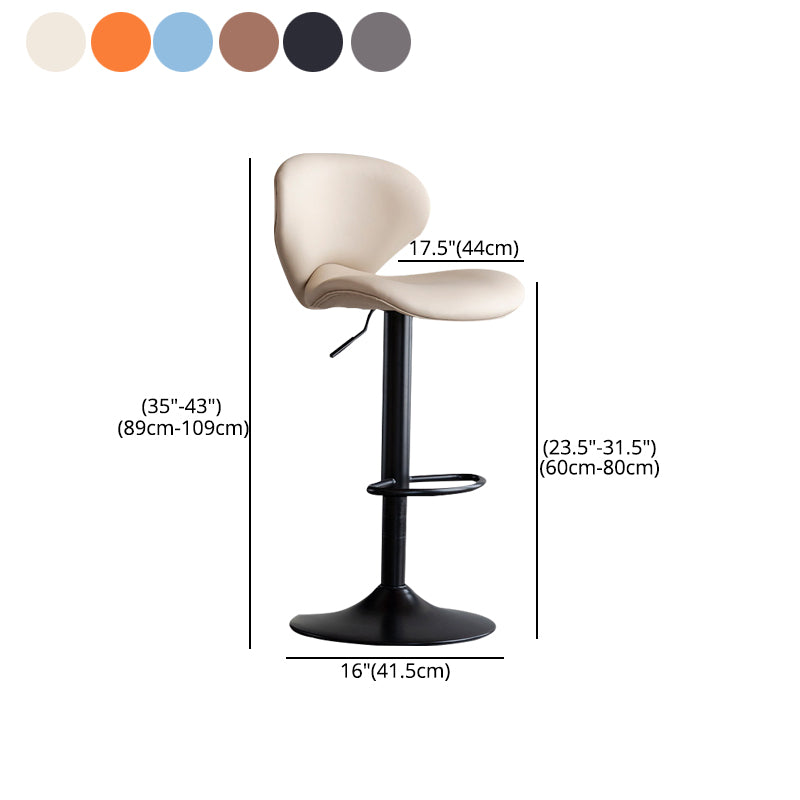 Scandinavian Matte Finish Adjustable Height Swivel Bar Stool Leather Home Stool