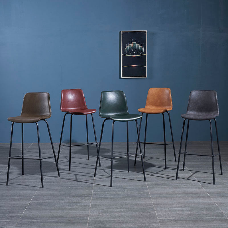 Contemporary Style Bar-stool Leather Counter Bar Stool for Kitchen Bar with Metal Legs