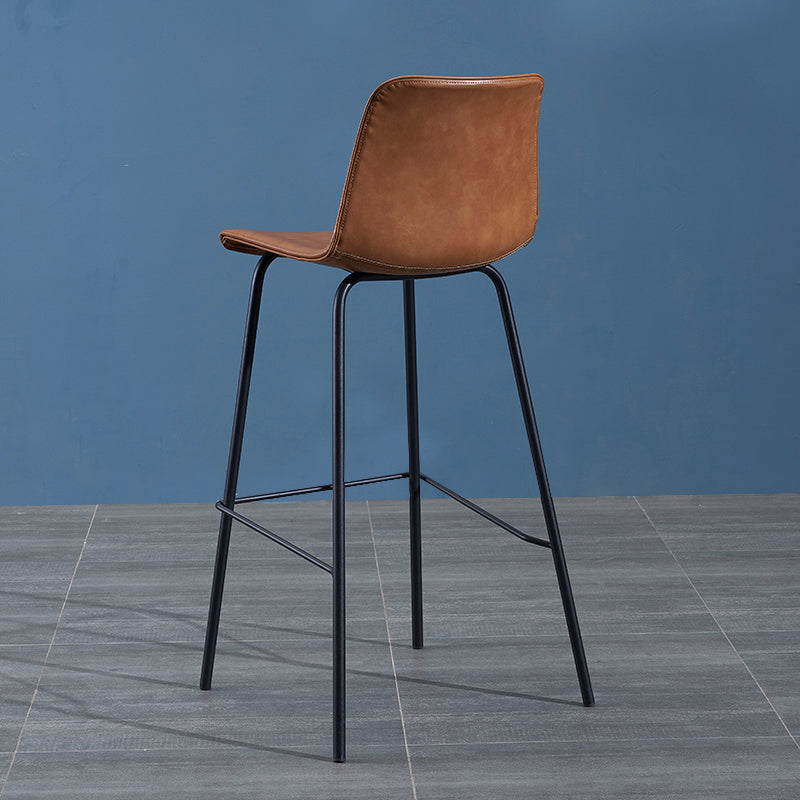 Contemporary Style Bar-stool Leather Counter Bar Stool for Kitchen Bar with Metal Legs