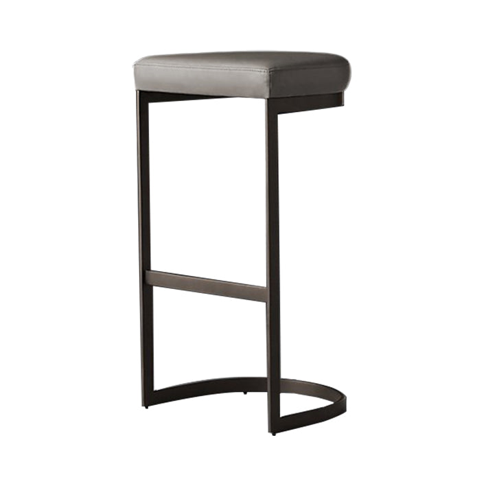 Glam Restaurant Footrest Bar Stool Gray Leather Backless Stool
