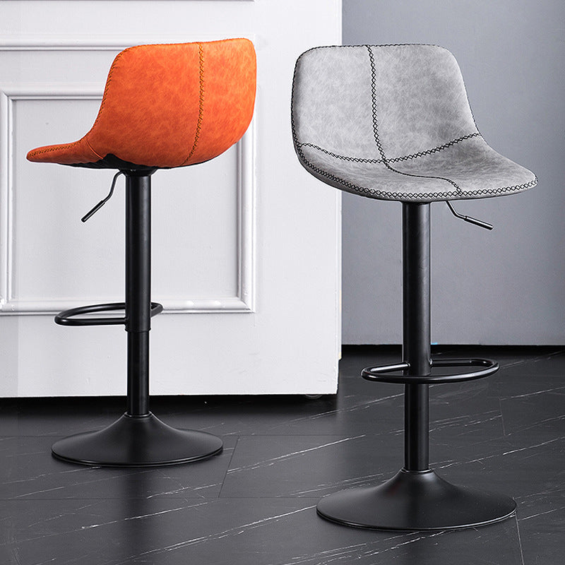 Industrial Bar and Counter Stool Low Back Stool with Pedestal Base in Black