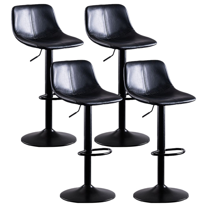 Industrial Bar and Counter Stool Low Back Stool with Pedestal Base in Black