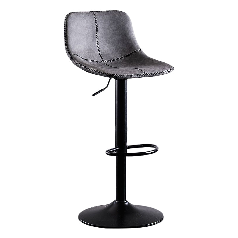 Industrial Bar and Counter Stool Low Back Stool with Pedestal Base in Black