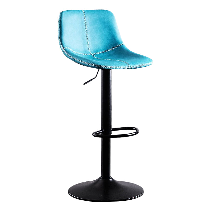 Industrial Bar and Counter Stool Low Back Stool with Pedestal Base in Black