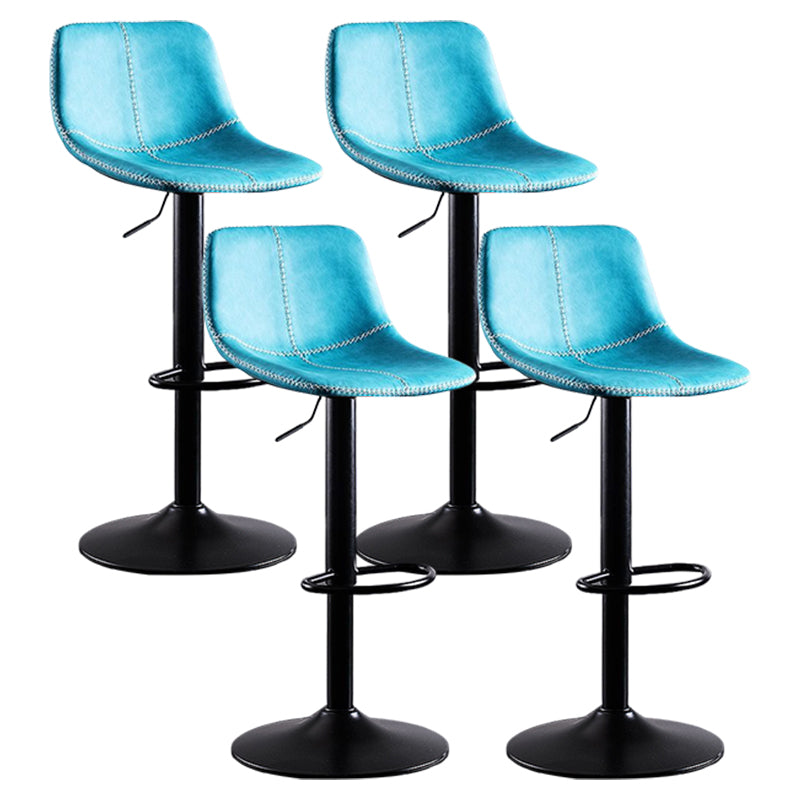 Industrial Bar and Counter Stool Low Back Stool with Pedestal Base in Black