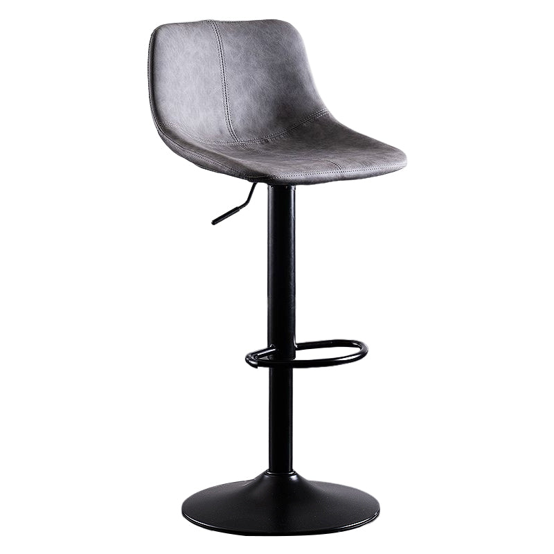 Industrial Bar and Counter Stool Low Back Stool with Pedestal Base in Black