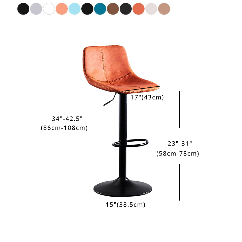 Industrial Bar and Counter Stool Low Back Stool with Pedestal Base in Black