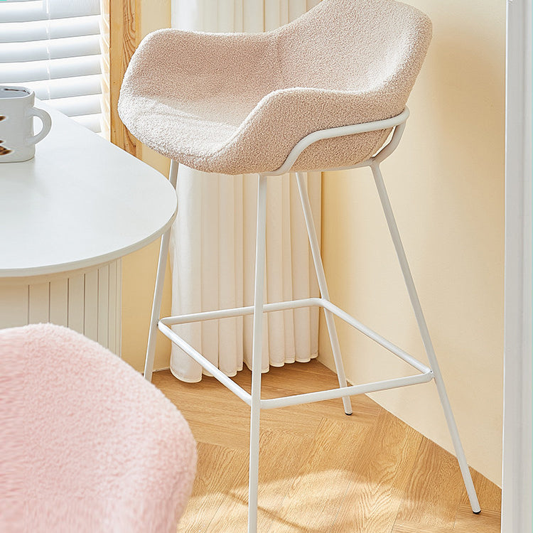 Scandinavian Upholstered Armed Bar Stool Matte Finish Footrest Home Stool