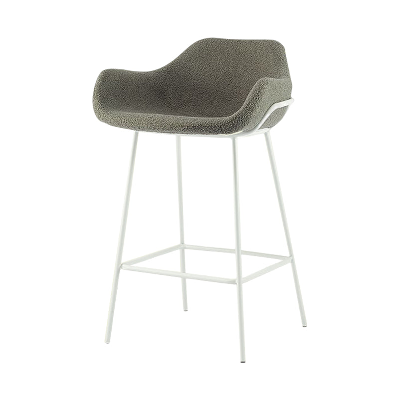 Scandinavian Upholstered Armed Bar Stool Matte Finish Footrest Home Stool