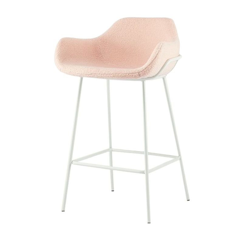 Scandinavian Upholstered Armed Bar Stool Matte Finish Footrest Home Stool