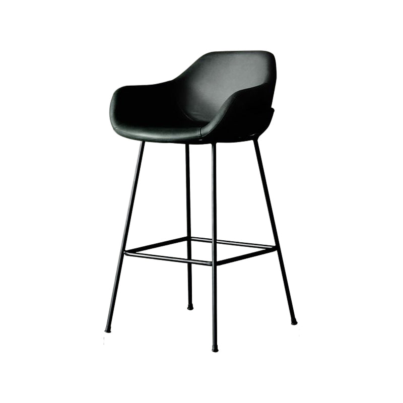 Scandinavian Upholstered Armed Bar Stool Matte Finish Footrest Home Stool