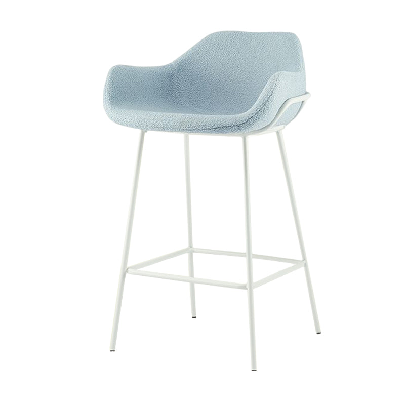 Scandinavian Upholstered Armed Bar Stool Matte Finish Footrest Home Stool