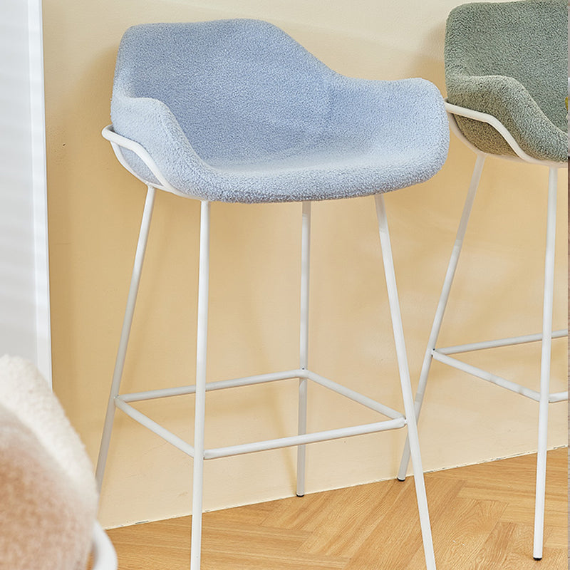 Scandinavian Upholstered Armed Bar Stool Matte Finish Footrest Home Stool