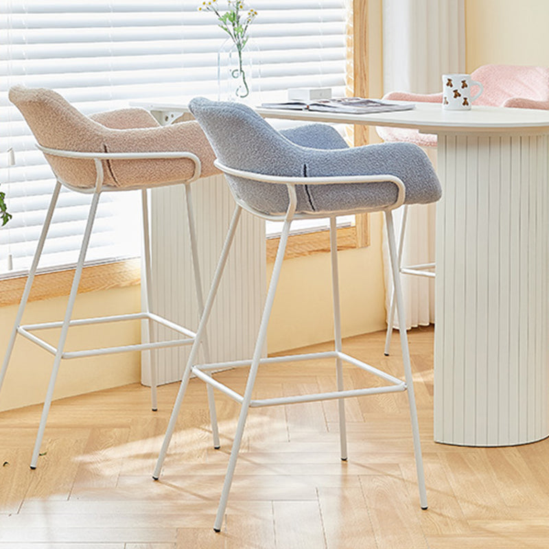 Scandinavian Upholstered Armed Bar Stool Matte Finish Footrest Home Stool