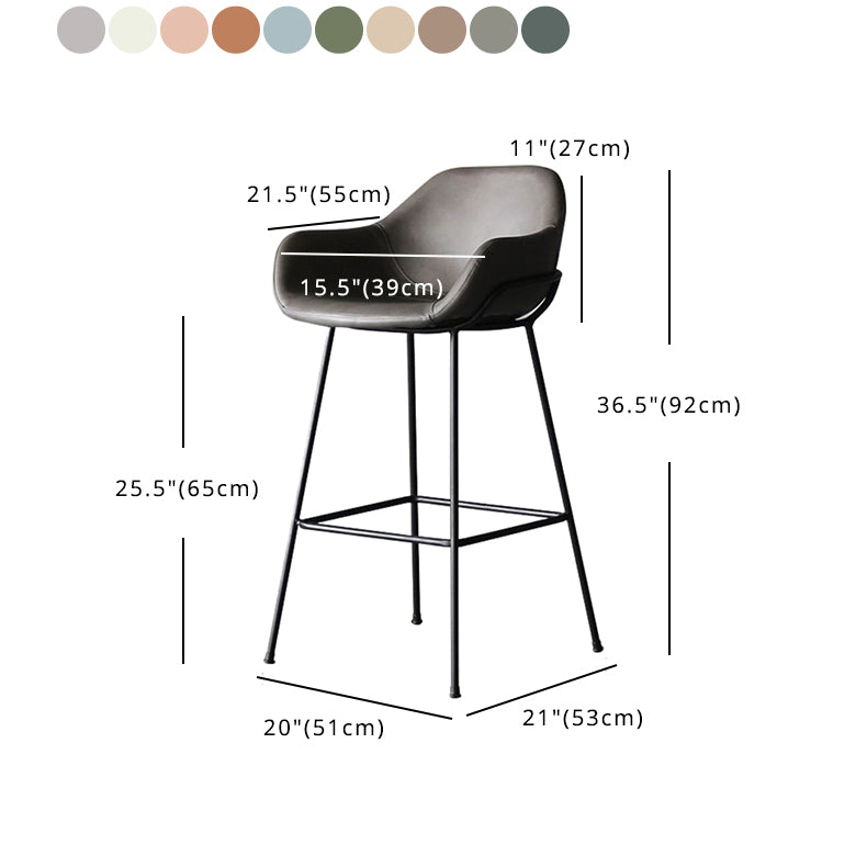 Scandinavian Upholstered Armed Bar Stool Matte Finish Footrest Home Stool
